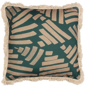 Paoletti Oromo Printed Geometric Fringed Polyester Filled Cushion