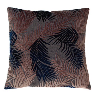 Paoletti Palm Grove Velvet Jacquard Fern Patterned Polyester Filled Cushion