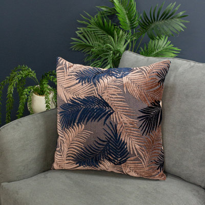 Paoletti Palm Grove Velvet Jacquard Fern Patterned Polyester Filled Cushion