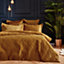 Paoletti Palmeria Quilted Double Duvet Cover Set, Polyester, Gold