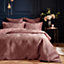 Paoletti Palmeria Quilted Single Duvet Cover Set, Polyester, Blush