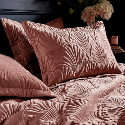Paoletti Palmeria Quilted Single Duvet Cover Set, Polyester, Blush