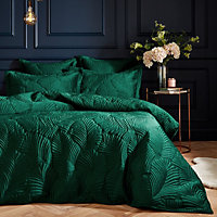 Paoletti Palmeria Quilted Single Duvet Cover Set, Polyester, Emerald