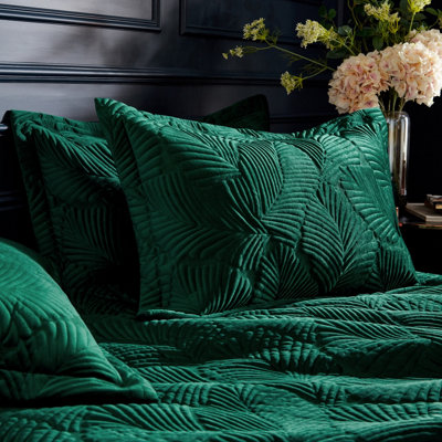Paoletti Palmeria Quilted Single Duvet Cover Set, Polyester, Emerald