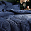 Paoletti Palmeria Quilted Super King Duvet Cover Set, Polyester, Navy