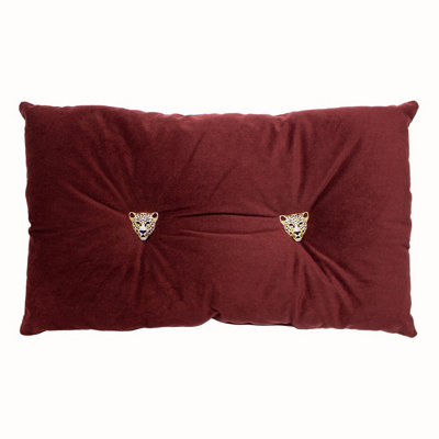 Paoletti Panther Buttoned Velvet Polyester Filled Cushion