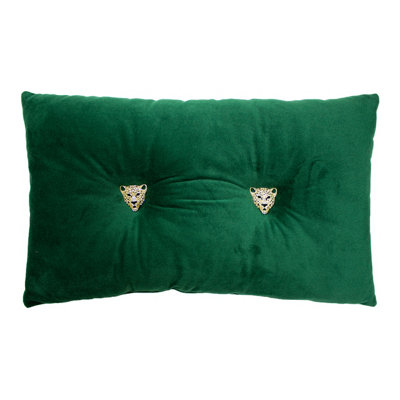 Paoletti Panther Jewelled Soft Velvet Polyester Filled Cushion DIY at B&Q