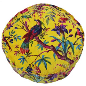 Paoletti Paradise Floral Cotton Velvet Round Cushion Cover