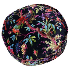Paoletti Paradise Floral Cotton Velvet Round Cushion Cover