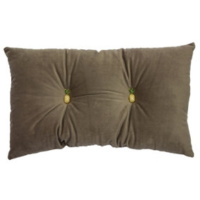 Paoletti Pineapple Buttoned Velvet Polyester Filled Cushion
