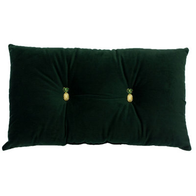 Paoletti Pineapple Buttoned Velvet Polyester Filled Cushion