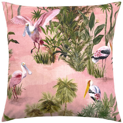 Paoletti Platalea Bird Printed UV & Water Resistant Outdoor Polyester Filled Cushion