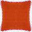 Paoletti Pom Pom Trimmed Velvet Polyester Filled Cushion
