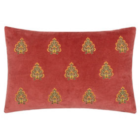 Paoletti Rennes Embroidered Cotton Velvet Feather Filled Cushion