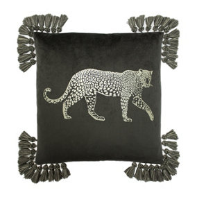 Paoletti Roscoe Leopard Tasselled Polyester Filled Cushion