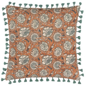 Paoletti Salisa Floral Cotton Velvet Cushion Cover