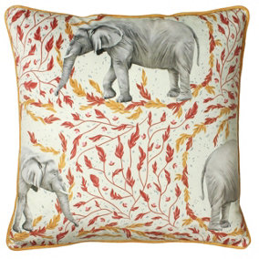 Paoletti Samui African Elephants Printed Piped Polyester Filled Cushion