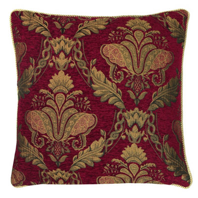 Paoletti Shiraz Damask Jacquard Piped Feather Filled Cushion