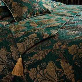 Paoletti Shiraz Floral Jacquard Bed Runner, Emerald