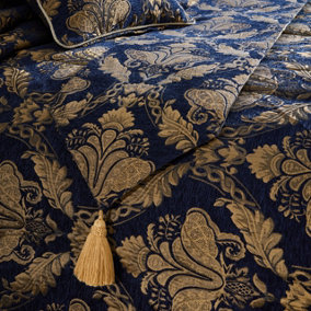 Paoletti Shiraz Floral Jacquard Bed Runner, Navy