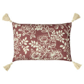 Paoletti Somerton Floral Printed Patterned Tasselled Polyester Filled Cushion