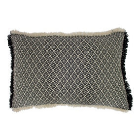 Paoletti Tangier Woven Geometric Fringed Rectangular Polyester Filled Cushion