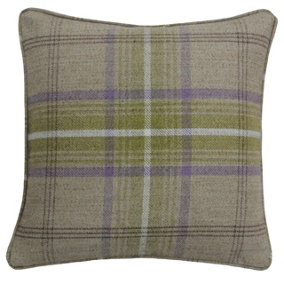 Paoletti Tartan Faux Wool Piped Polyester Filled Cushion