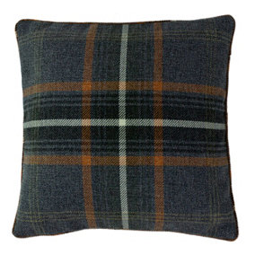Paoletti Tartan Faux Wool Piped Polyester Filled Cushion