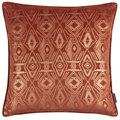 Paoletti Tayanna Geometric Foil Printed Piped Polyester Filled Cushion