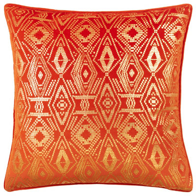 Paoletti Tayanna Geometric Foil Printed Piped Polyester Filled Cushion