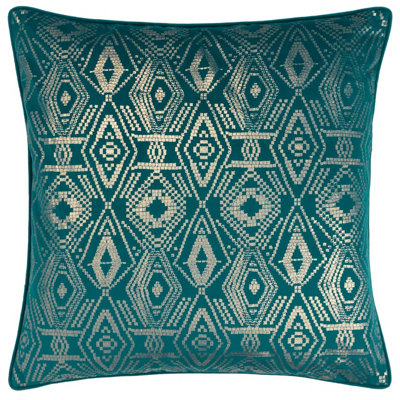 Paoletti Tayanna Geometric Foil Printed Piped Polyester Filled Cushion