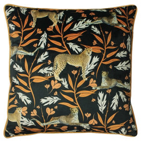 Paoletti Tribeca Leopard Tropical Piped Polyester Filled Cushion