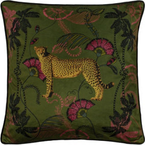 Paoletti Tropica Cheetah Printed Piped Polyester Filled Cushion