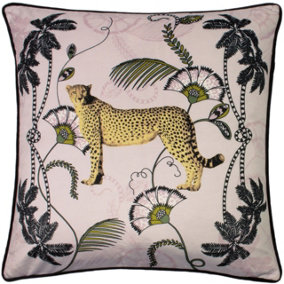 Paoletti Tropical Cheetah Velvet Piped Feather Filled Cushion