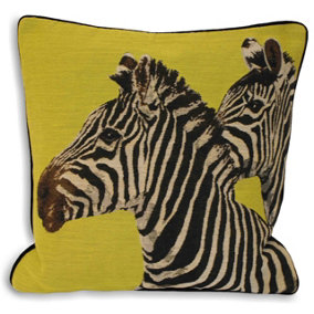 Paoletti Twin Zebra Jacquard Piped Feather Filled Cushion