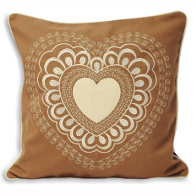 Paoletti Valantine Embroidered Heart Piped Cushion Cover