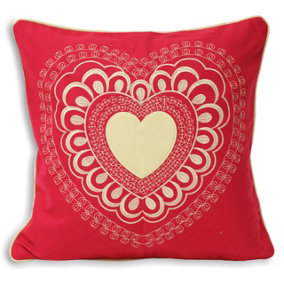 Paoletti Valantine Embroidered Piped Polyester Filled Cushion