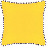 Paoletti Velvet Pom Pom Cotton Velvet Cushion Cover