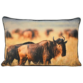 Paoletti Wildebeest Piped Feather Filled Cushion
