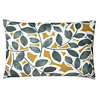 Paoletti Willow Botanical Block Leaf Printed Polyester Filled Cushion