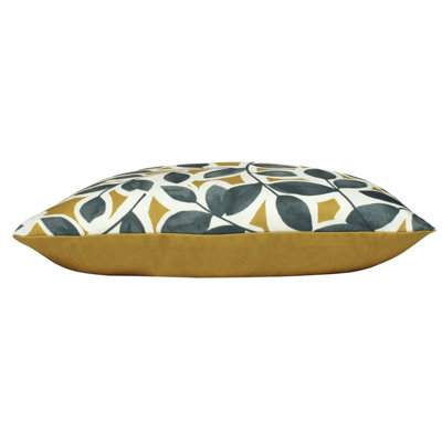 Paoletti Willow Botanical Block Leaf Printed Polyester Filled Cushion