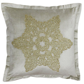 Paoletti Wonderland Snowflake Embroidered Cushion Cover