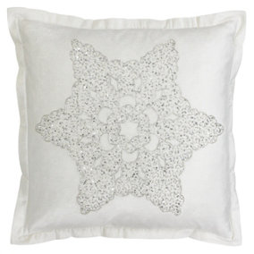 Paoletti Wonderland Snowflake Embroidered Polyester Filled Cushion