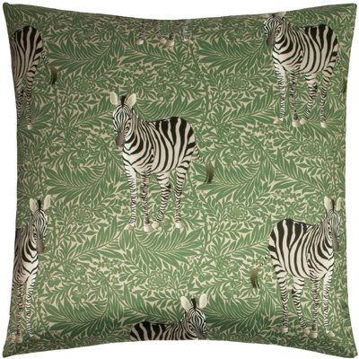 Paoletti Zebra Foliage Velvet Reverse Polyester Filled Cushion