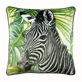 Paoletti Zebra Jungle Piped Feather Filled Cushion