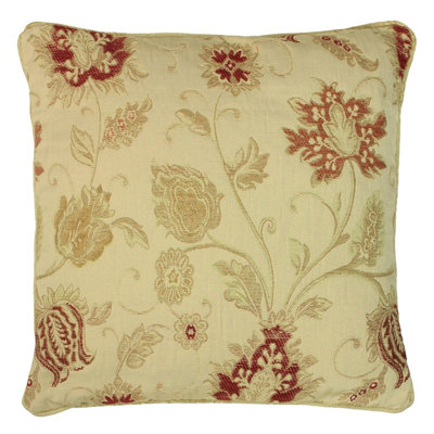 Paoletti Cuscino Decorativo Zurich Con Piuma 45x45 Cm - Cuscino Floreale Jacquard Reversibile In Borgogna, Con Tubolare E Chiusura Lampo, Stile Inglese