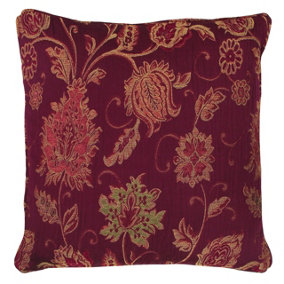 Paoletti Zurich Floral Jacquard Piped Feather Filled Cushion