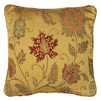 Paoletti Zurich Floral Jacquard Piped Feather Filled Cushion