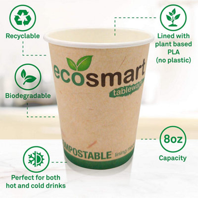Paper Cups 100 Pcs 8oz Disposable Coffee Cup for Stackable & Recyclable for Cafe Business 9cm x 8cm x 5cm