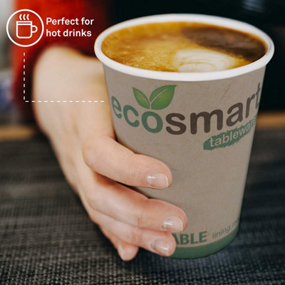 Paper Cups 100 Pcs 8oz Disposable Coffee Cup for Stackable & Recyclable for Cafe Business 9cm x 8cm x 5cm - 3